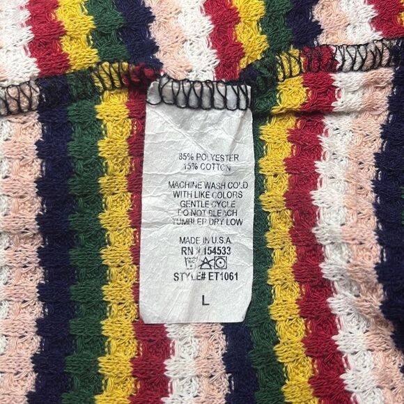 Nix & Nox Colorful Rainbow Striped Crochet Open Cardigan Duster Oversized Large - Picture 5 of 7